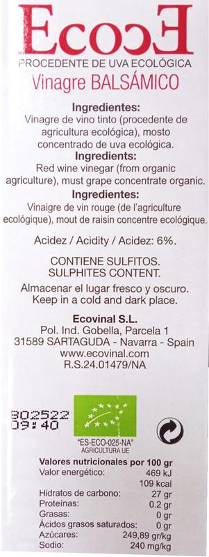 VINAGRE BALSAMICO Ecovinal (500 ml)
