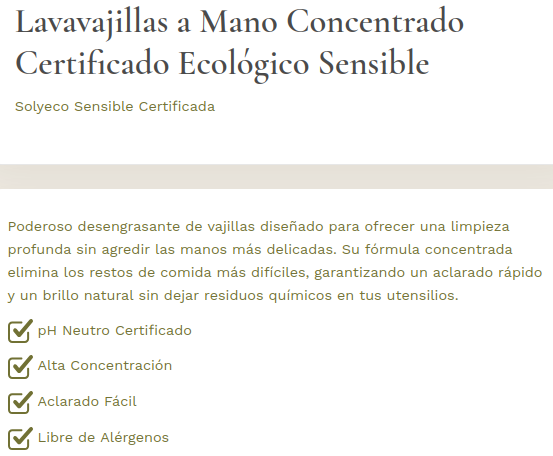LAVAVAJILLAS A MANO CONCENTRADO SENSIBLE Solyeco (5 L)