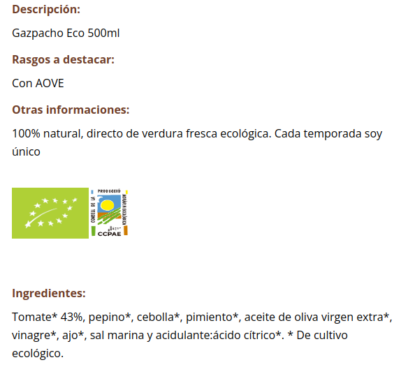 GAZPACHO (500ml) CAL VALLS