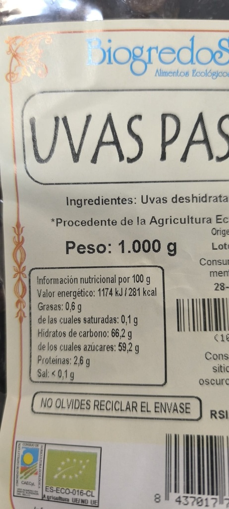 UVAS PASAS SULTANAS (1 kg)