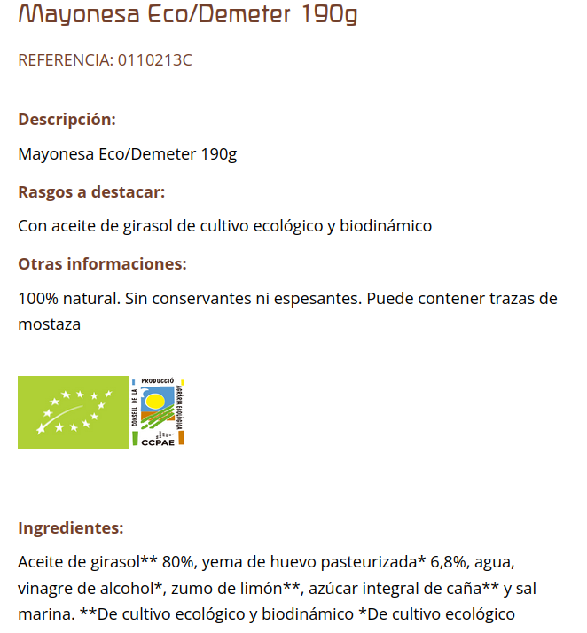 MAYONESA Cal Valls (190 gr)