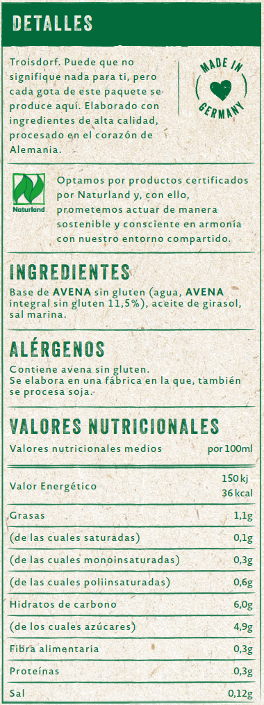 LECHE DE AVENA SIN GLUTEN Natumi (L)