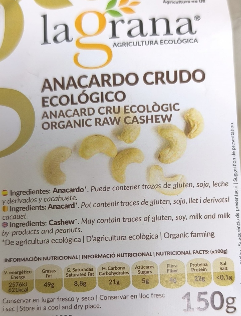 ANACARDO CRUDO LA GRANA (150gr)