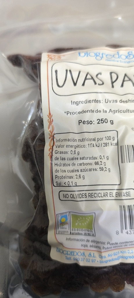 UVAS PASAS SULTANAS (250 gr)