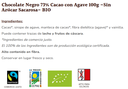 CHOCOLATE 73 % CON AGAVE Sole (100 gr)