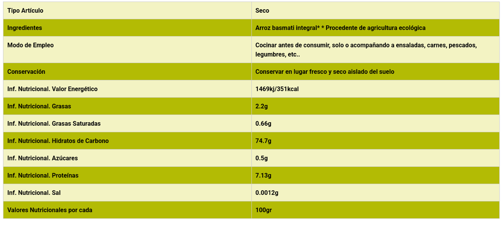 ARROZ BASMATI INTEGRAL Gumendi (500 gr)
