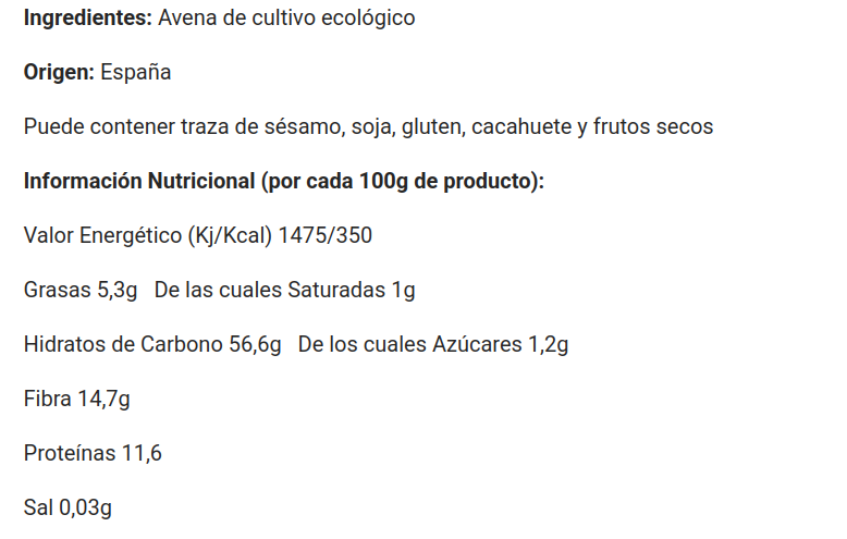 AVENA INTEGRAL EN COPOS ENTERO Gumendi (500 gr)