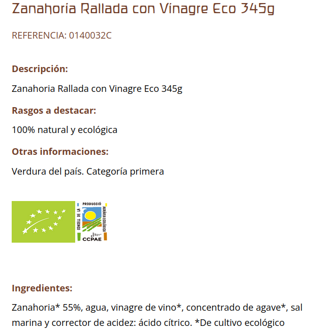 ZANAHORIA RALLADA Cal Valls (345 gr)