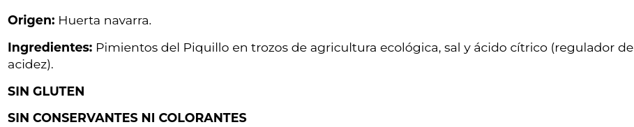 PIMIENTO DEL PIQUILLO EN TROZOS Ekolo (225 gr)