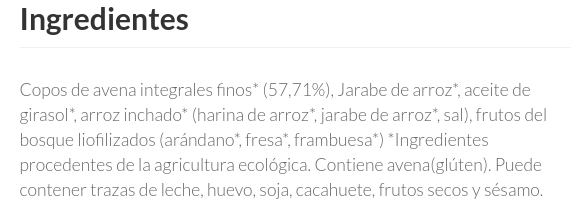 KRUNCHY AVENA SUN FRUTAS DEL BOSQUE "LA GRANA"  (375 gr)