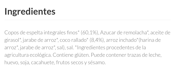 KRUNCHY ESPELTA COCO (375 gr) LA GRANA