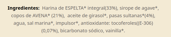 GALLETAS DE COPOS DE AVENA Y PASAS Biogredos (250 gr)