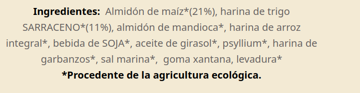 PAN DE MOLDE SIN GLUTEN NI LACTOSA Biogredos (400 gr)