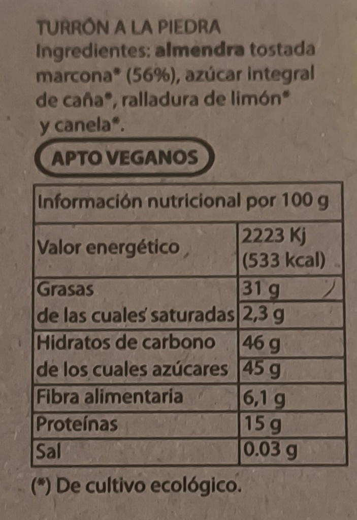 TURRON A LA PIEDRA (200 gr)