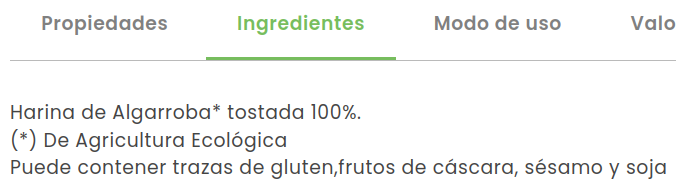HARINA DE ALGARROBA EN POLVO Mandole (325 gr)