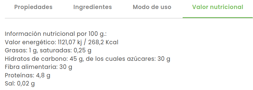 HARINA DE ALGARROBA EN POLVO Mandole (325 gr)