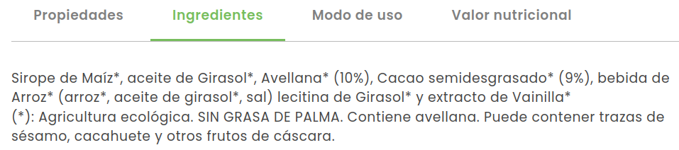 CREMA DE CACAO CON AVELLANAS Mandolé (325 gr)