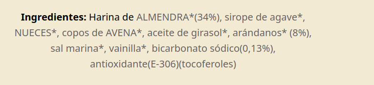BOCADOS DE GRANOLA CON ARÁNDANOS ( 130 gr)