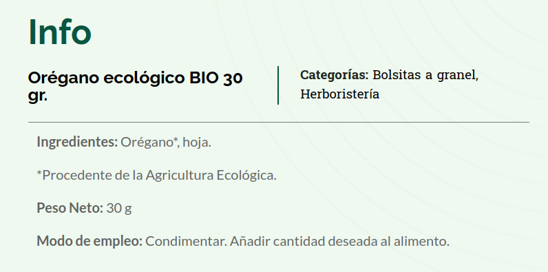 OREGANO Herbes de Moli (30 gr)