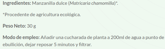 MANZANILLA DULCE INFUSION herbes del moli (30 Gr.)