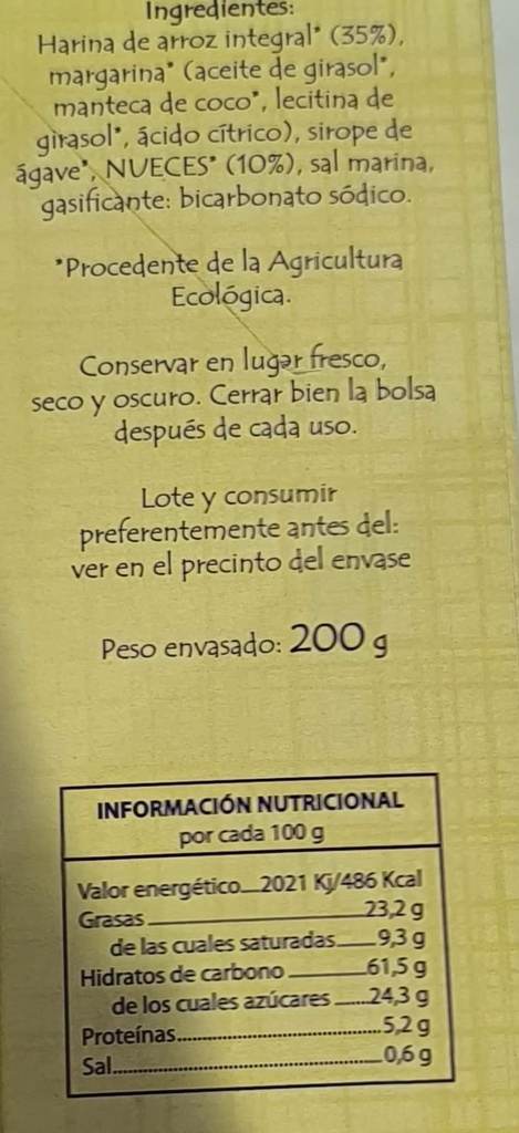 GALLETAS DE ARROZ Y NUECES (200 gr)