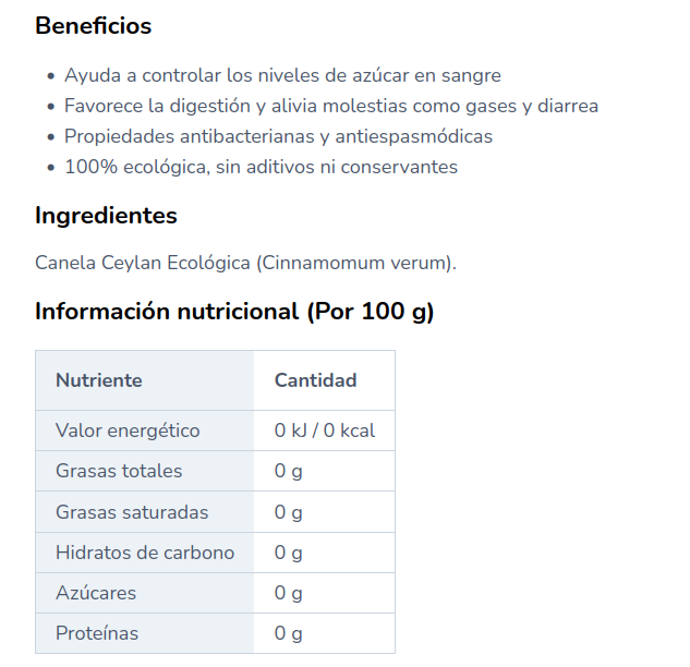 CANELA MOLIDA Ceylan 25 gr TARRO  (40 gr)
