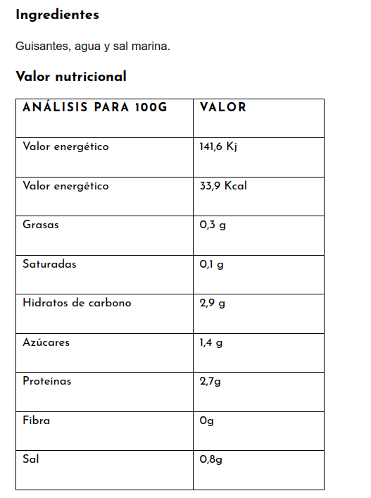 GUISANTES EN CONSERVA Gumendi (325 gr)