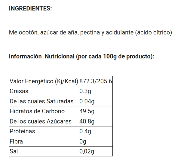 MERMELADA DE MELOCOTON Gumendi (230 gr)