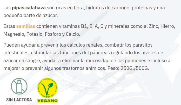 PIPAS DE CALABAZA Biogra (250 gr)