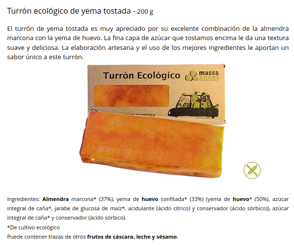 TURRON A LA PIEDRA Sin Azucar Massaxuxes (200 gr) (copia)
