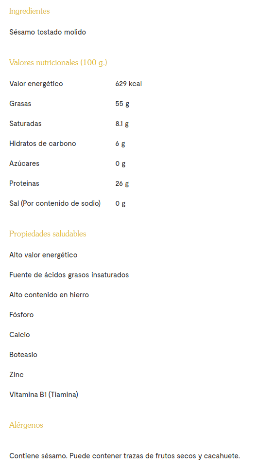 SESAMO MOLIDO Oleander (170 gr)