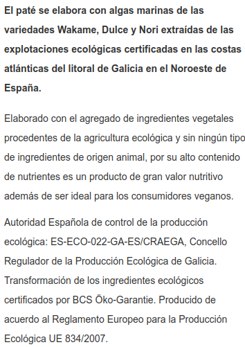 PATE DE ALGAS Pandomar (125 g)