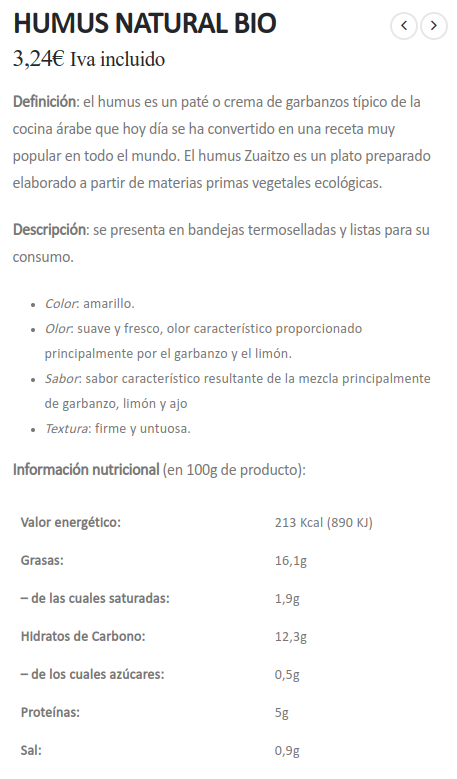 HUMUS AL NATURAL Zuaitzo (170 g)