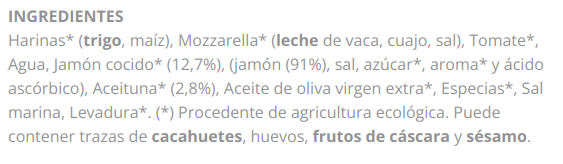 PIZZA DE JAMON DULCE Y ACEITUNAS (360gr) ONYAR