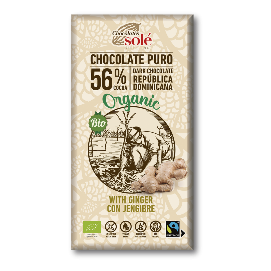 CHOCOLATE NEGRO CON JENGIBRE 56% Sole (100 gr)
