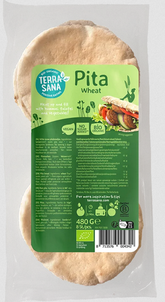 PAN DE PITA DE TRIGO Terra Sana (8 und, 480 g) Cad 12/5.