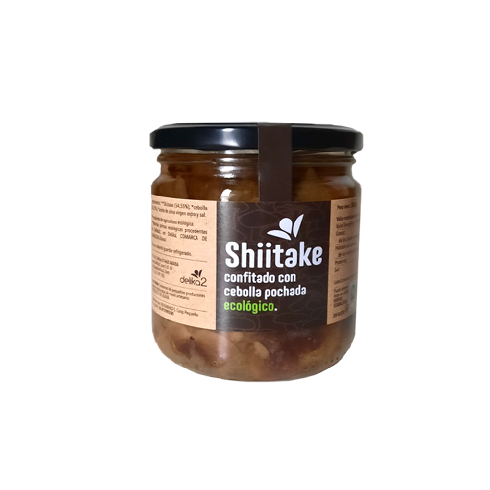 SHIITAKE TIPULA POTXATUAREKIN KONFITATUA Ekologikoa (356 gr)