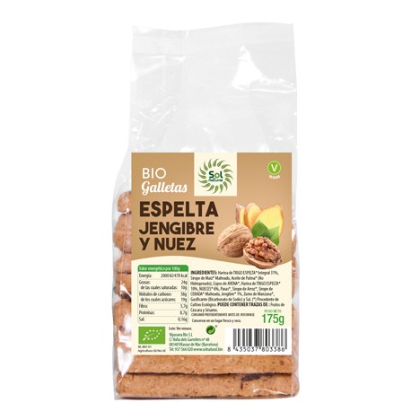 GALLETAS DE ESPELTA JENGIBRE Y NUEZ Solnatural (175 gr) Cad 20/09