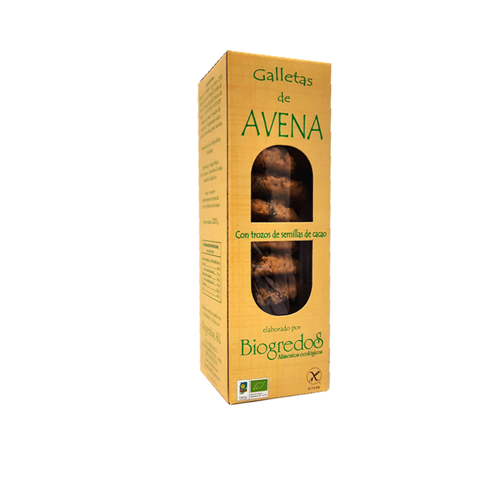 GALLETAS DE AVENA CON TROZOS DE CACAO SIN GLUTEN Biogredos (200 g) Cad 12/7.