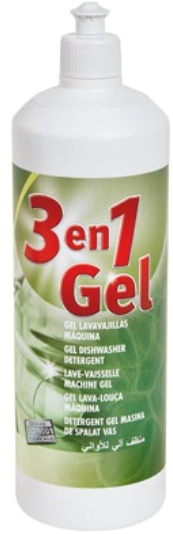 LAVAVAJILLAS EN GEL 3 EN 1 (DETERGENTE + SAL +  ABRILLANTADOR SIN FOSFATOS) (1 L, 60 lavados)