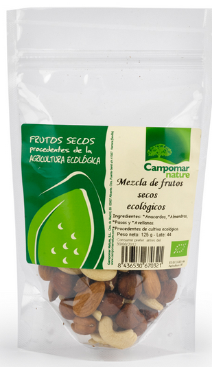 MEZCLA DE FRUTOS SECOS (ALMENDRA, ANACARDO, AVELLANA, PASAS) Campomar nature (125 g)