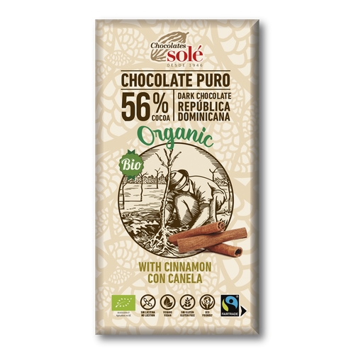 [2051100] CHOCOLATE NEGRO CON CANELA 56% Solé (100 g)