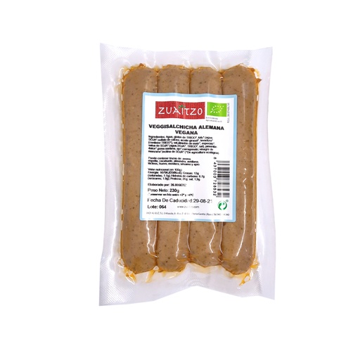 [2072120] SALCHICHA VEGANA ALEMANA Zuaitzo (230 g) Cad 21/4