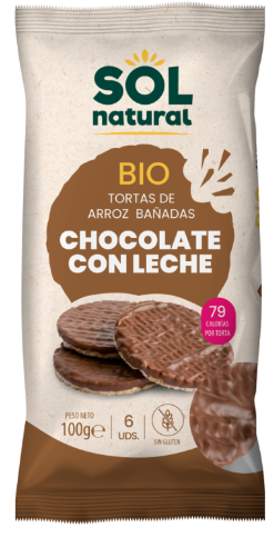 [2020212] TORTITAS DE ARROZ CON CHOCOLATE CON LECHE Sol Natural (100 g)